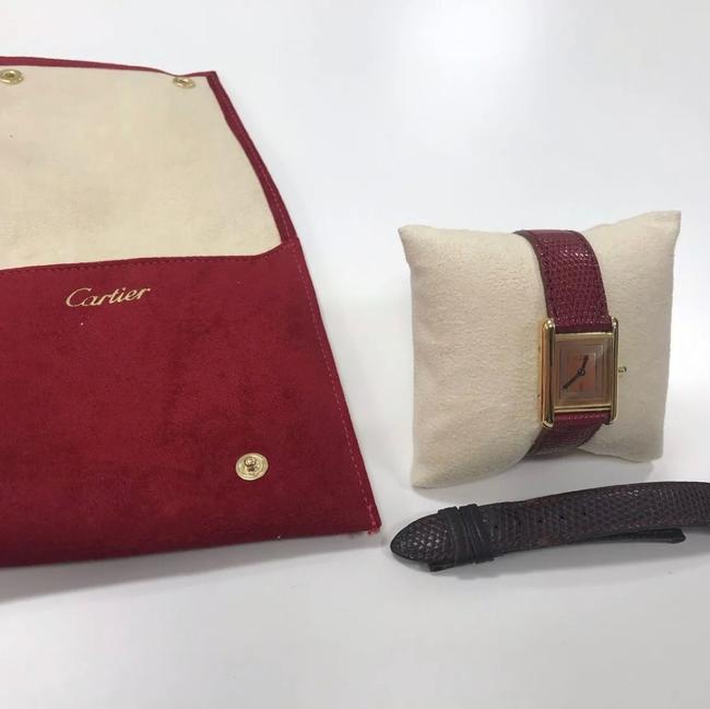 Cartier Gold Burgundy Tank Must De 18k Vermeil Watch Cartier Gold Burgundy Tank Must De 18k Vermeil Watch