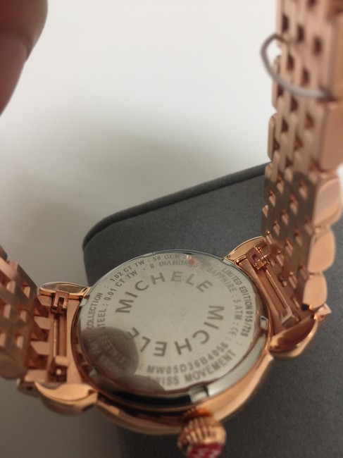 Michele Rose Gold Garden Party Topaz Purple Diamond Butterfly with Bracelet( Also Extra Purple Leather Bands Watch Michele Rose Gold Garden Party Topaz Purple Diamond Butterfly with Bracelet( Also Extra Purple Leather Bands Watch