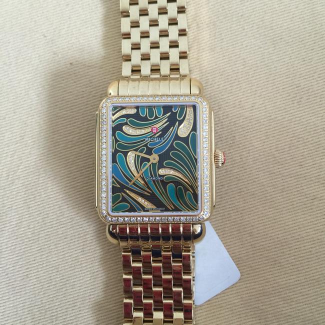 Michele Gold/ Green New 18mm Deco Ii Bijoux Diamond Mw06x01b0083 Watch Michele Gold/ Green New 18mm Deco Ii Bijoux Diamond Mw06x01b0083 Watch