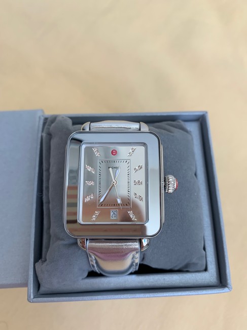 Michele Silver New Deco Sport High Shine Mirror Dial Leather Mww06k000021 Watch Michele Silver New Deco Sport High Shine Mirror Dial Leather Mww06k000021 Watch
