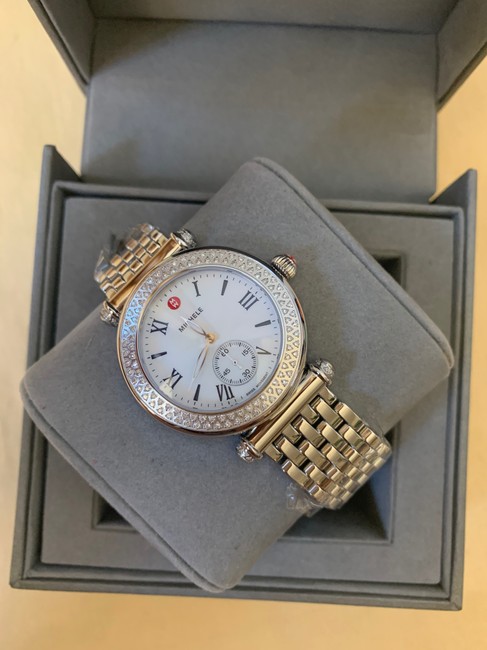 Michele Silver Caber Mother Of Pearl & Diamond Mw16a000001 Watch Michele Silver Caber Mother Of Pearl & Diamond Mw16a000001 Watch