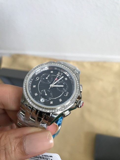 Michele Black/ Silver Belmore Chrono Diamond Diamond Dial Mww29b000004 Watch Michele Black/ Silver Belmore Chrono Diamond Diamond Dial Mww29b000004 Watch