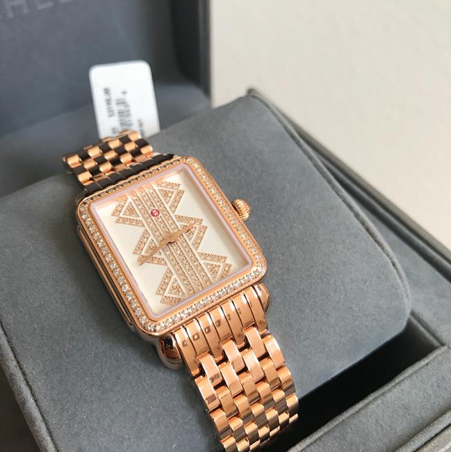 Michele Rose Gold deco Ll Mid Pattern Diamond Dial Mww06i000021 Watch Michele Rose Gold deco Ll Mid Pattern Diamond Dial Mww06i000021 Watch