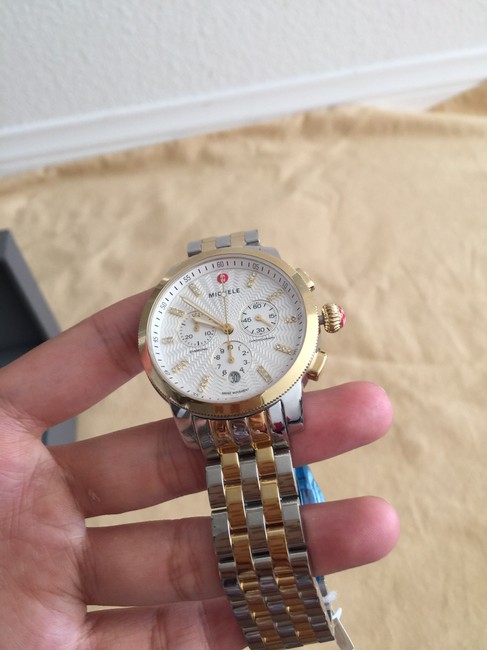 Michele Gold/ Silver Uptown Diamond Dial Two Tone Gold/ Mw25a00c9942 Watch Michele Gold/ Silver Uptown Diamond Dial Two Tone Gold/ Mw25a00c9942 Watch