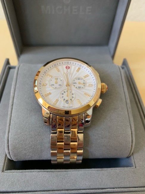 Michele Gold/ Silver Uptown Diamond Dial Two Tone Gold/ Mww25a000002 Watch Michele Gold/ Silver Uptown Diamond Dial Two Tone Gold/ Mww25a000002 Watch