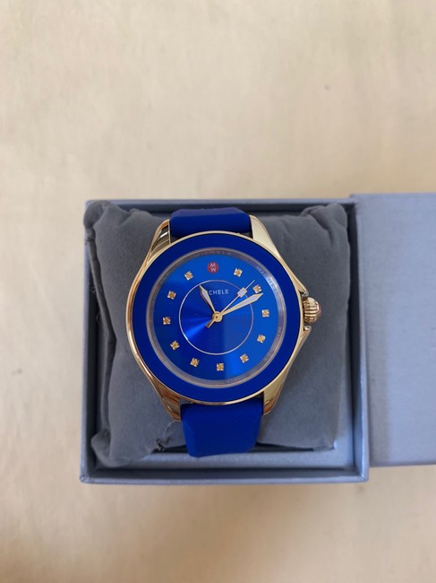 Michele Blue Gold Cape Cobalt Topaz Silicone Mww27a000026 Watch Michele Blue Gold Cape Cobalt Topaz Silicone Mww27a000026 Watch