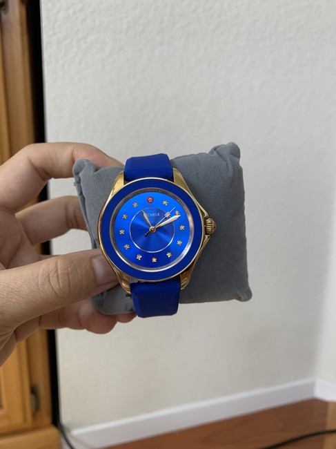 Michele Blue Gold Cape Cobalt Topaz Silicone Mww27a000026 Watch Michele Blue Gold Cape Cobalt Topaz Silicone Mww27a000026 Watch