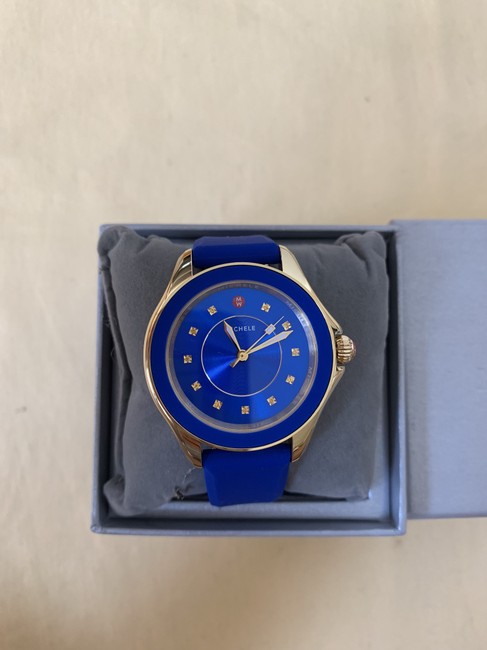 Michele Blue Gold Cape Cobalt Topaz Silicone Mww27a000026 Watch Michele Blue Gold Cape Cobalt Topaz Silicone Mww27a000026 Watch