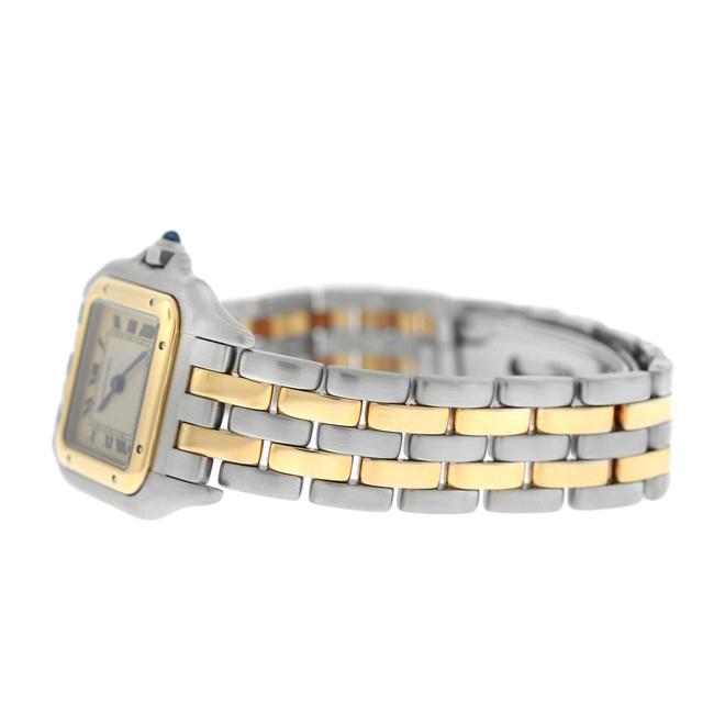 Cartier Yellow Gold Silver Ladies Panthere 166921 Steel 18k Two Row 22mm Watch Cartier Yellow Gold Silver Ladies Panthere 166921 Steel 18k Two Row 22mm Watch