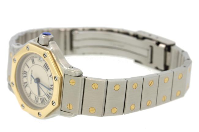 Cartier Yellow Gold Stainless Steel Ladies Santos Octagon 18875 18k Two Tone 25mm Quartz Watch Cartier Yellow Gold Stainless Steel Ladies Santos Octagon 18875 18k Two Tone 25mm Quartz Watch