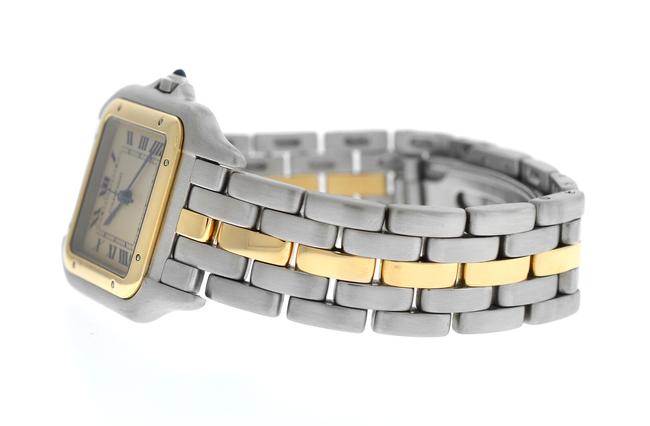 Cartier Yellow Gold Silver Ladies Midsize 27mm Panthere 187949 Quartz 18k One Row Watch Cartier Yellow Gold Silver Ladies Midsize 27mm Panthere 187949 Quartz 18k One Row Watch