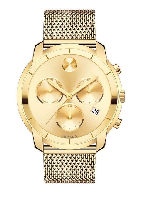 Movado Gold Stainless Steel Mesh Strap Chronograph Mens 3600372 Watch Movado Gold Stainless Steel Mesh Strap Chronograph Mens 3600372 Watch