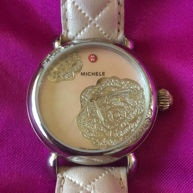 Michele Pink Csx Jardin Diamond Dial Quilted Watchband Limited Edition Watch Michele Pink Csx Jardin Diamond Dial Quilted Watchband Limited Edition Watch