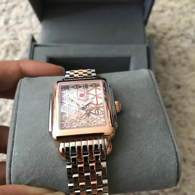 Michele Rose-gold/ Silver Limited Edition Deco 16 Two-tone Layered Dia Watch Michele Rose-gold/ Silver Limited Edition Deco 16 Two-tone Layered Dia Watch