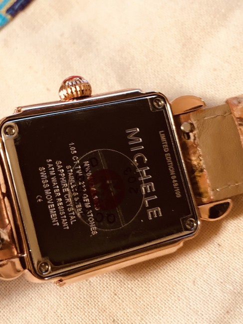 Michele Rose Gold Deco 16 Zebra Limited Edition Watch Michele Rose Gold Deco 16 Zebra Limited Edition Watch