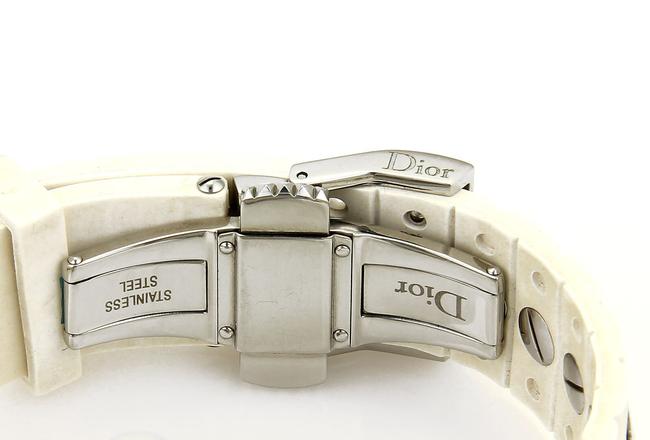 Dior 21093 Christian Stainless Steel White Rubber Diamond Bezel Watch Dior 21093 Christian Stainless Steel White Rubber Diamond Bezel Watch
