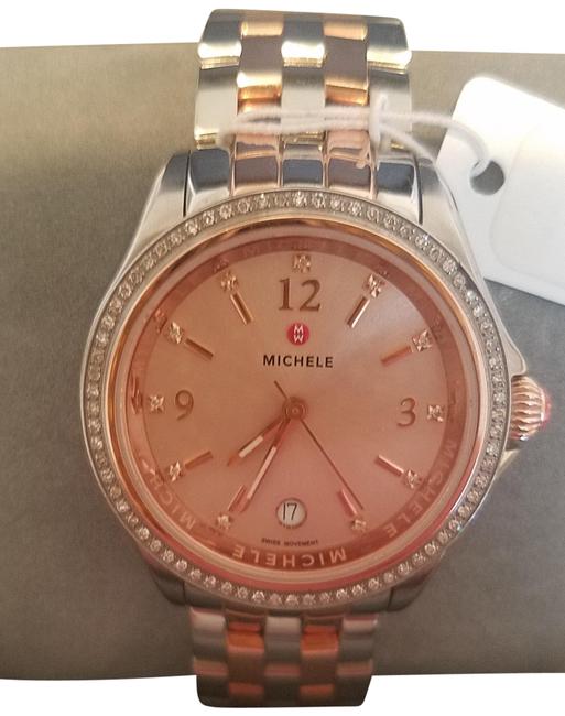 Michele Diamond Rose Gold & Silver Belmore Two Tone Gold/ Dial Watch Michele Diamond Rose Gold & Silver Belmore Two Tone Gold/ Dial Watch