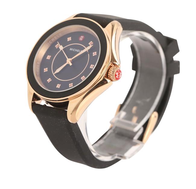Michele Black Silicone Rose Gold-tone Cape Topaz Watch Michele Black Silicone Rose Gold-tone Cape Topaz Watch