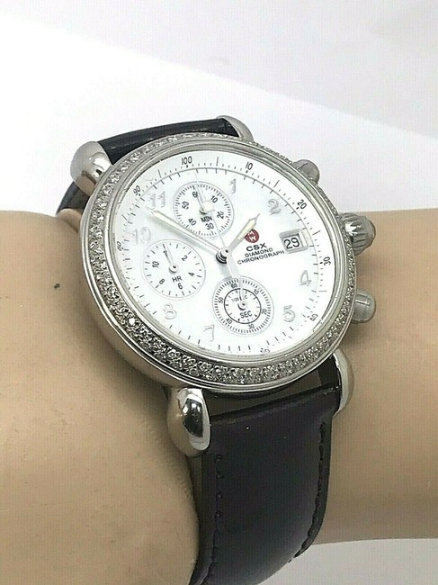 Michele Silver Csx Diamond Chronograph Womens M71-4000/5000 Watch Michele Silver Csx Diamond Chronograph Womens M71-4000/5000 Watch