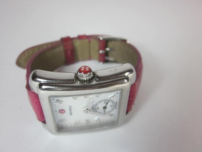 Michele Pink Deco Diamond Face with Alligator Band Watch Michele Pink Deco Diamond Face with Alligator Band Watch