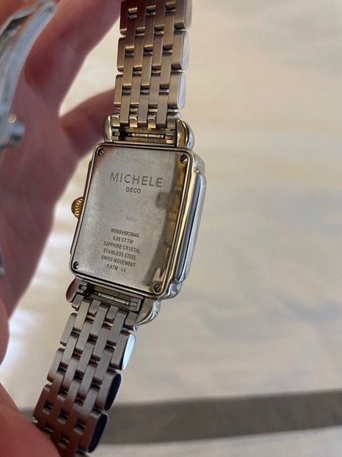 Michele Silver and Gold Deco Mid 29mm Watch Michele Silver and Gold Deco Mid 29mm Watch