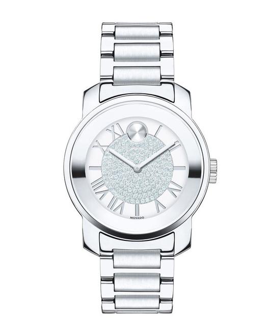 Movado Silver Bold Stainless Pave Crystal Womens Quartz 3600254 Watch Movado Silver Bold Stainless Pave Crystal Womens Quartz 3600254 Watch