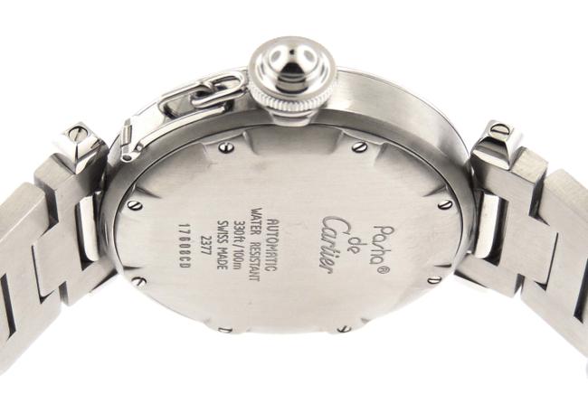 Cartier Silver Mint Pasha C Gmt Globe Stainless Steel 35mm Date Watch Cartier Silver Mint Pasha C Gmt Globe Stainless Steel 35mm Date Watch