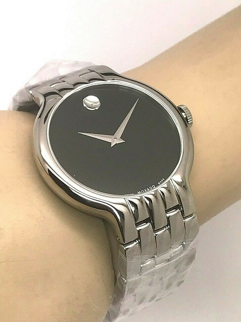 Movado Silver Classic Black Dial Swiss Quartz Stainless Steel Mens Watch Movado Silver Classic Black Dial Swiss Quartz Stainless Steel Mens Watch