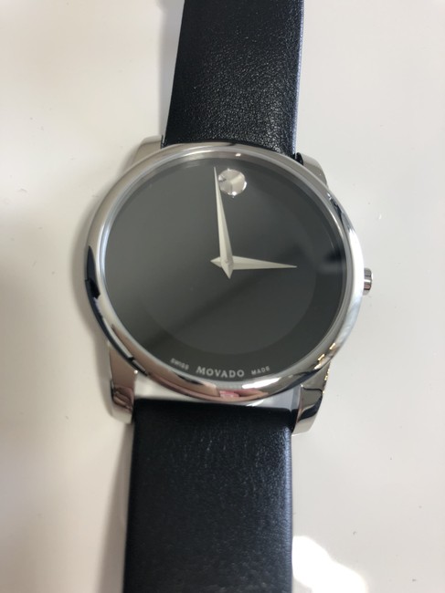 Movado Silver & Black Museum 0607269 Mens Dial Leather Strap Swiss Watch Movado Silver & Black Museum 0607269 Mens Dial Leather Strap Swiss Watch