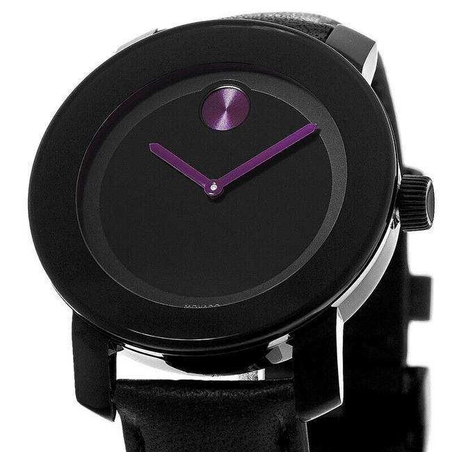 Movado Black 3600482 Leather Pink Hands Bold Watch Movado Black 3600482 Leather Pink Hands Bold Watch