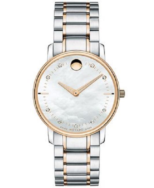 Movado Rose Gold Silver Womens Swiss Diamond Accent Tc Two Tone Stainless Steel 0606692 Watch Movado Rose Gold Silver Womens Swiss Diamond Accent Tc Two Tone Stainless Steel 0606692 Watch