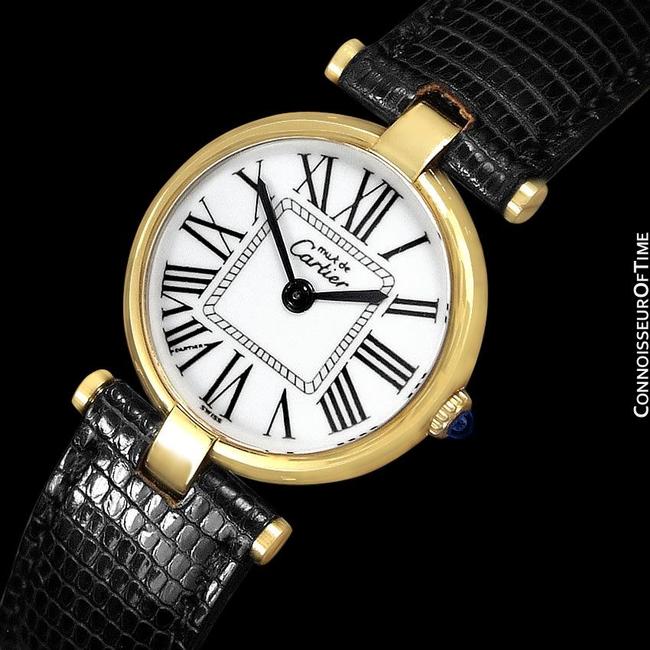 Cartier White Must De Vendome Ladies Vermeil 18k Gold Over Sterling Watch Cartier White Must De Vendome Ladies Vermeil 18k Gold Over Sterling Watch