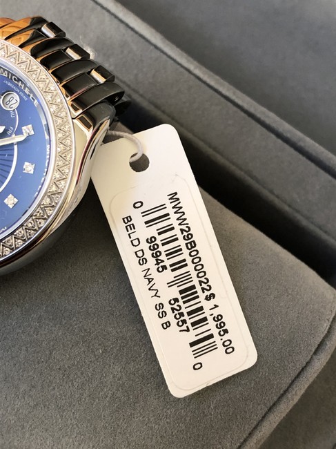 Michele Silver Silver/Navy Belmore Diamond Diamond Dial Watch Michele Silver Silver/Navy Belmore Diamond Diamond Dial Watch