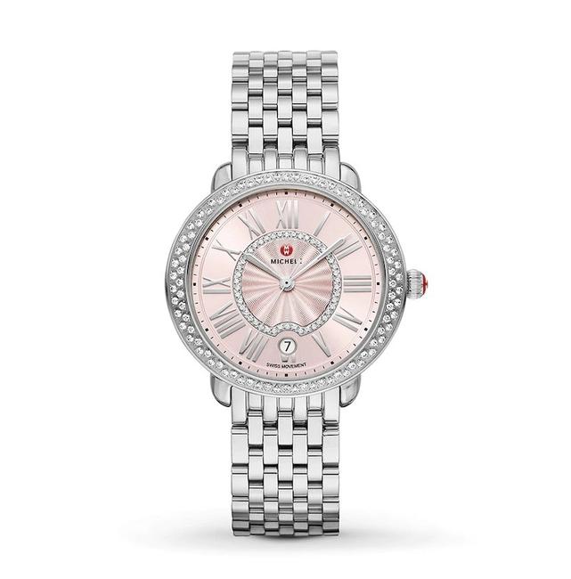 Michele Silver Serein Mid Stainless Blush Pink Diamond Mww21b000137 Watch Michele Silver Serein Mid Stainless Blush Pink Diamond Mww21b000137 Watch