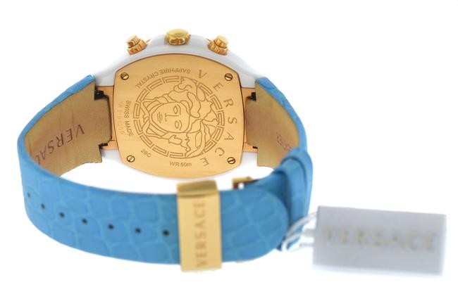 Versace Gold Ceramic New Dv One Cruise 28ccp12d585 S531 42mm Topaz Turquois Watch Versace Gold Ceramic New Dv One Cruise 28ccp12d585 S531 42mm Topaz Turquois Watch