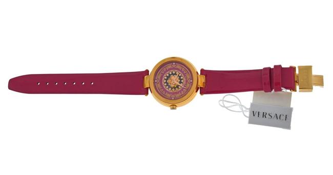 Versace Gold Tone Steel Mystique Foulard Vk603 0013 Pink Quartz Diamond Watch Versace Gold Tone Steel Mystique Foulard Vk603 0013 Pink Quartz Diamond Watch
