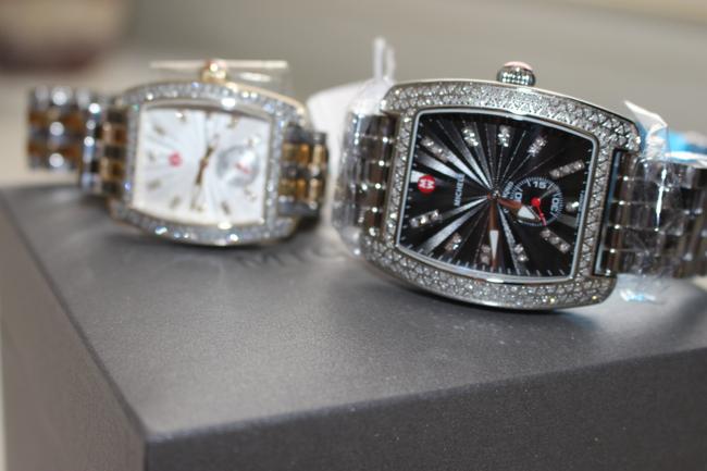 Michele Black Guilloche W Extra Large Urban Classic 187 Diamond W/Bracelet Watch Michele Black Guilloche W Extra Large Urban Classic 187 Diamond W/Bracelet Watch