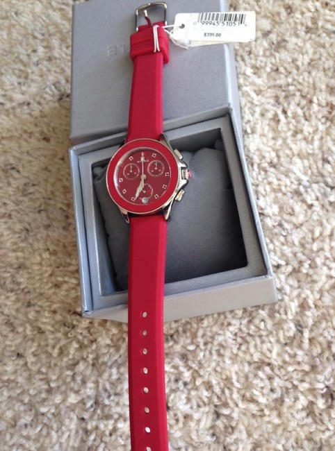 Michele Red / Silver Cape Topaz Chronograph Sunray Dial Watch Michele Red / Silver Cape Topaz Chronograph Sunray Dial Watch