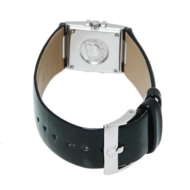Omega Black Stainless Steel Patent Leather Diamond Constellation Quadra 895.1230 Womens Wristwatch 19 Mm Watch Omega Black Stainless Steel Patent Leather Diamond Constellation Quadra 895.1230 Womens Wristwatch 19 Mm Watch