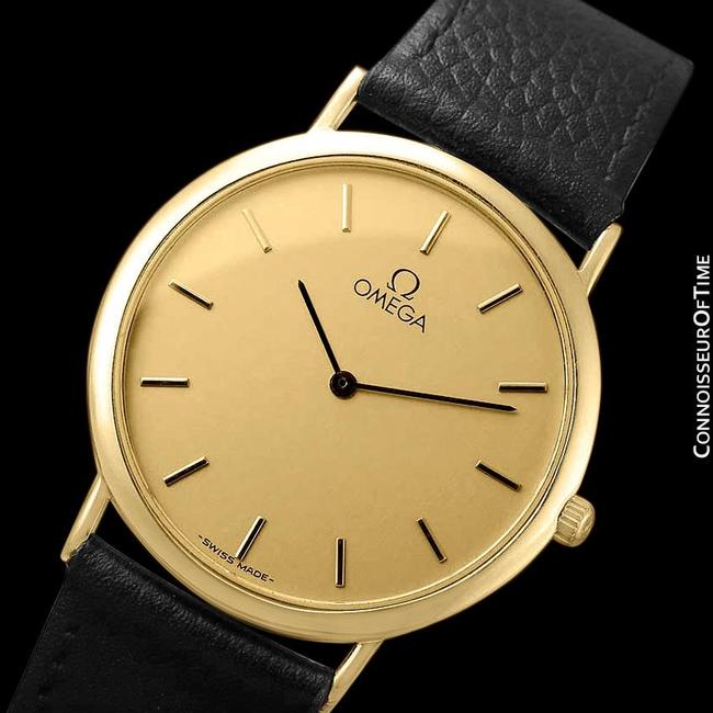 Omega Champagne De Ville Mens Midsize Ultra Thin Dress 18k Gold Plated & Watch Omega Champagne De Ville Mens Midsize Ultra Thin Dress 18k Gold Plated & Watch
