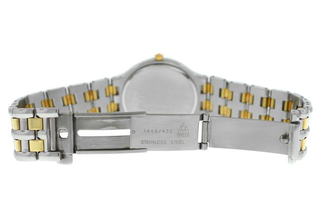 Omega Yellow Gold Silver Deville 396.1016 Stainless Steel Date Quartz Mens Unisex Watch Omega Yellow Gold Silver Deville 396.1016 Stainless Steel Date Quartz Mens Unisex Watch