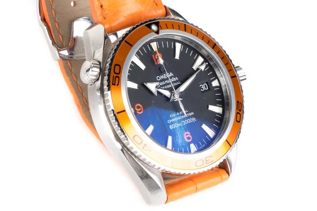 Omega Orange Seamaster Planet Ocean with Leather Band Watch Omega Orange Seamaster Planet Ocean with Leather Band Watch