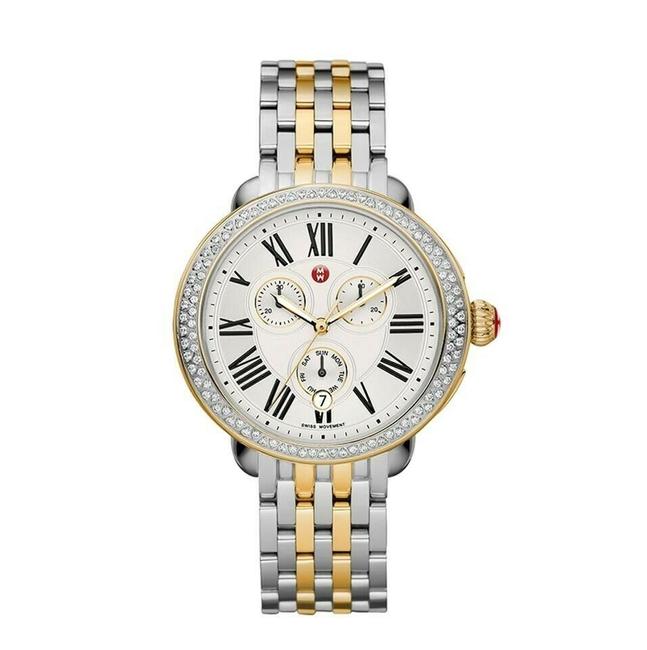 Michele Two Tone Serein 18k Gold Chronograph Diamond Mww21a000008 Watch Michele Two Tone Serein 18k Gold Chronograph Diamond Mww21a000008 Watch