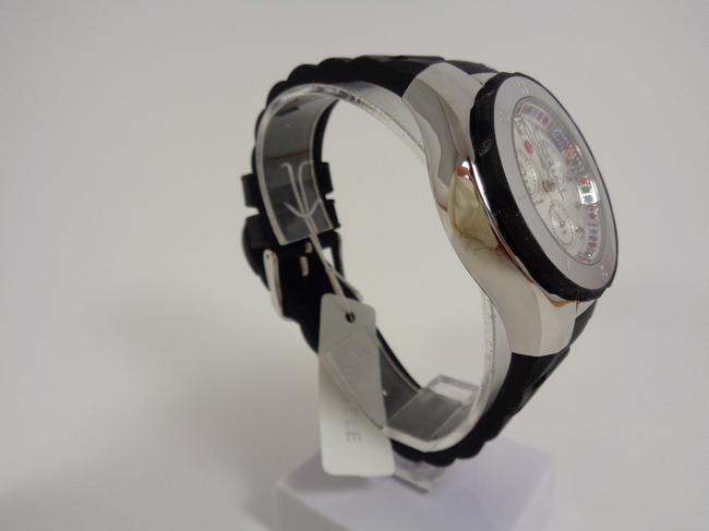Michele Silver-tone/Black Jelly Womens Tahitian Bean Silicone Silver Stainless Steel Chronograph Mww12f000080 Watch Michele Silver-tone/Black Jelly Womens Tahitian Bean Silicone Silver Stainless Steel Chronograph Mww12f000080 Watch