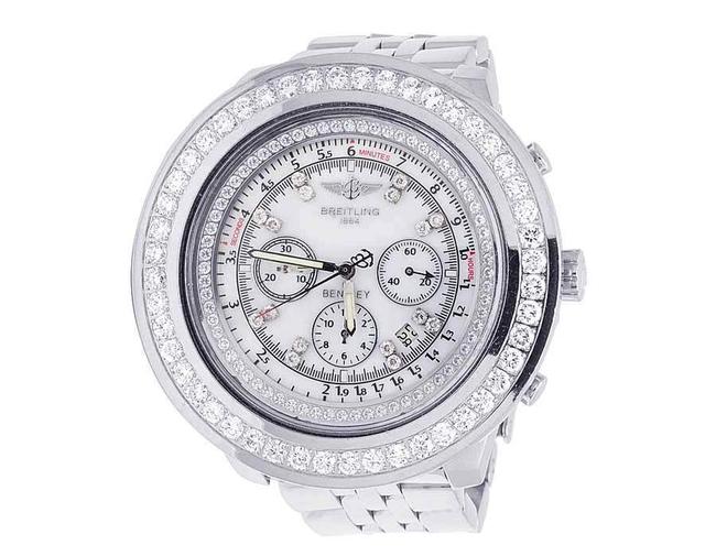 Breitling Stainless Steel Custom Bentley A25362 48mm White Dial Diamond 7.35 Ct Watch Breitling Stainless Steel Custom Bentley A25362 48mm White Dial Diamond 7.35 Ct Watch