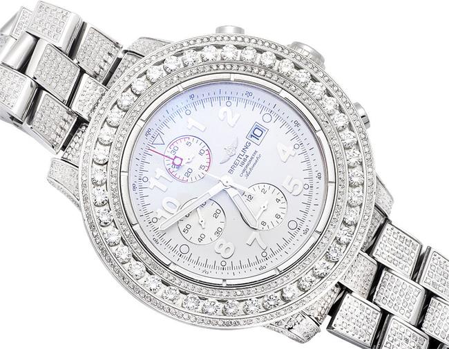 Breitling Stainless Steel XL Custom A13370 Super Avenger 53mm with 20 Ct Watch Breitling Stainless Steel XL Custom A13370 Super Avenger 53mm with 20 Ct Watch