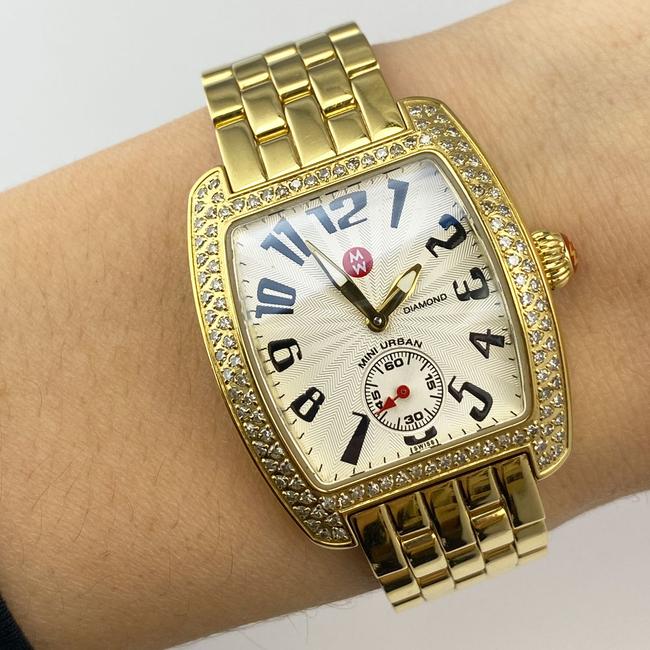 Michele Yellow Gold Tone Mw02a01 Mini Urban Plated Diamond Ladies Watch Michele Yellow Gold Tone Mw02a01 Mini Urban Plated Diamond Ladies Watch