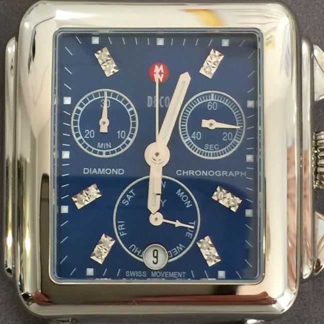 Michele Silver Womens Deco Blue Mop Diamond Face Mw06p00a0956 Watch Michele Silver Womens Deco Blue Mop Diamond Face Mw06p00a0956 Watch