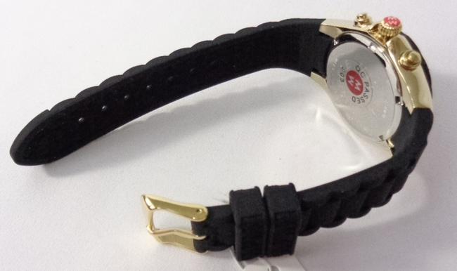 Michele Black/Gold Jelly Mww12f000007 Womens Bean Chrono Plated Silicon Bracelet New Watch Michele Black/Gold Jelly Mww12f000007 Womens Bean Chrono Plated Silicon Bracelet New Watch
