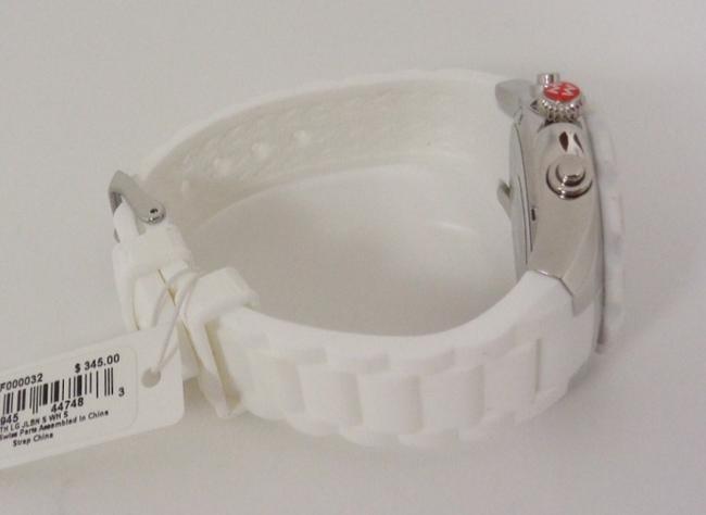 Michele White/Silver Jelly Mww12f000032 Womens Bean Chrono Tone Silicon Bracelet New Watch Michele White/Silver Jelly Mww12f000032 Womens Bean Chrono Tone Silicon Bracelet New Watch